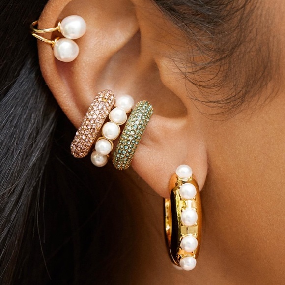 Claire White Pearl Huggie Hoops! - Picture 9 of 9